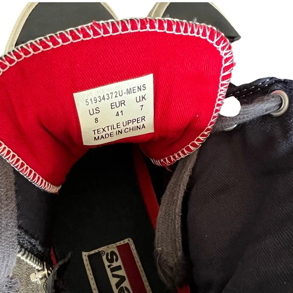 Levi's Hi Top Sneakers Canvas Lace Up Zipper Accent‎ Casual Mens Size 8